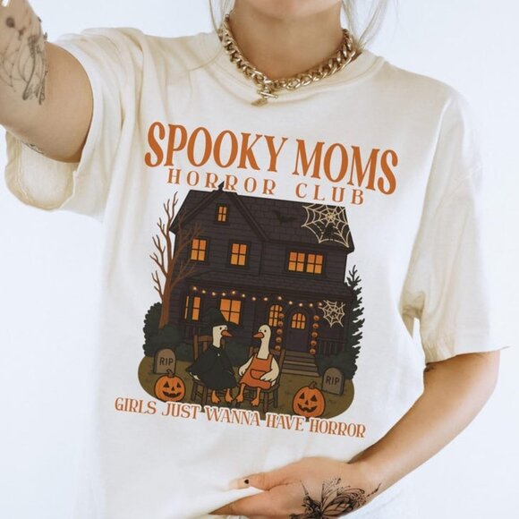 Tops - Spooky Moms Horror Club Tee, Funny Halloween Mom Shirt